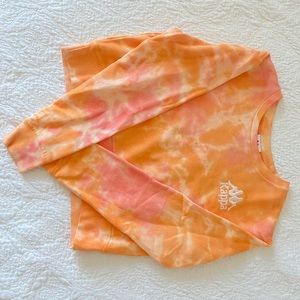Women's Kappa Catros Tie-dye Cropped Sweatshirt In orange pink and white